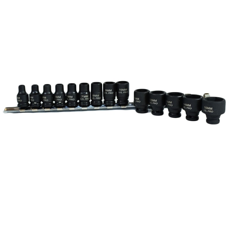 1/4" Drive Metric Shallow Impact Sockets 6 Sided 14pc 4mm