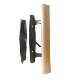 Sliding Glass Patio Door Handle Set, Mortise Type, Non-Keyed, Black, 3-15/16" Screw Holes