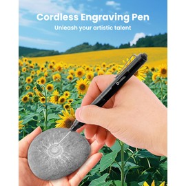 HARDELL Engraver Pen, Cordless Rechargeable Engraving Pen for Metal, Wood, Glass and Plastic- Engrave 50+ Surfaces - 37000RPM - Beginner Friendly - 6 Carving Bits & 4 Stencils