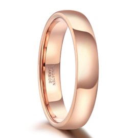 SHINYSO 4mm Tungsten Carbide Ring Dome Polished Wedding Band for Men Women Rose Gold Comfort Fit Size 5.5