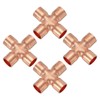 PATIKIL 1/2"(12.7mm) Copper Cross Pipe Fitting, 4 Pcs 4 Way