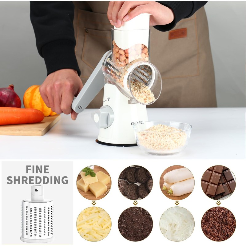 Cambom Rotary Cheese Grater Hand Crank Cheese Shredder for Fresh
