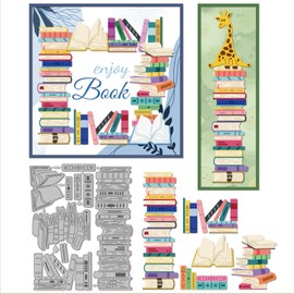 GLOBLELAND Metal Cutting Dies with Stacked Books Retro Book Backgrounds Frame Shaker Cutting Dies Paper Cutting Dies for Scrapbooking Card Making Crafts Paper Cards