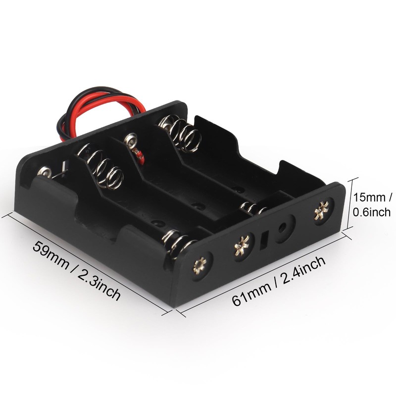 VWEICYY 2PACK 4 AA Battery Holder housing with Leads,2PCS 4