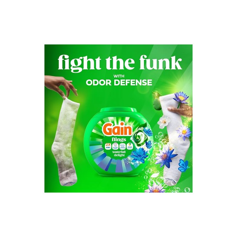 Gain Flings Liquid Washing Detergent Pods, Now with Odor Defense
