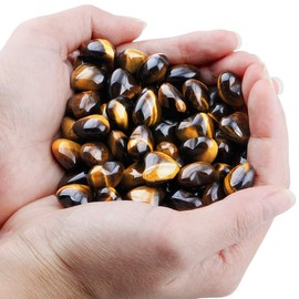 mookaitedecor Tiger's Eye Crystal Guardian Angel Ornament & Puffy Heart Healing Crystals Love Stone,Palm Worry Stones