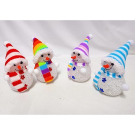 Christmas Snowman LED Illumination Light Up Toy Set of 4 in Clear Case