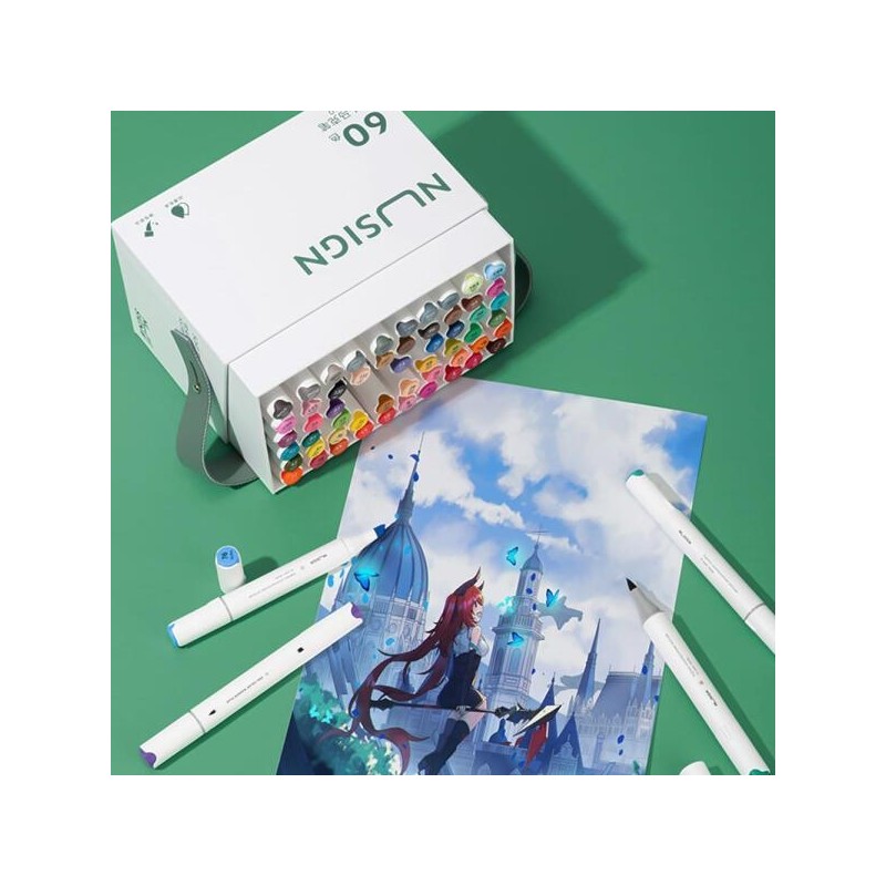 Artbox/Deli Nusain Rounded Sketch Brush Twin Marker Pen 60-Color Set