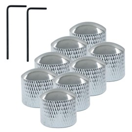 Waziaqoc 8PCS Metal Guitar Control Knob, Guitar Volume Tone Control Dome Knobs, Tele Telecaster or Guitar Bass Replacement Parts, Silver