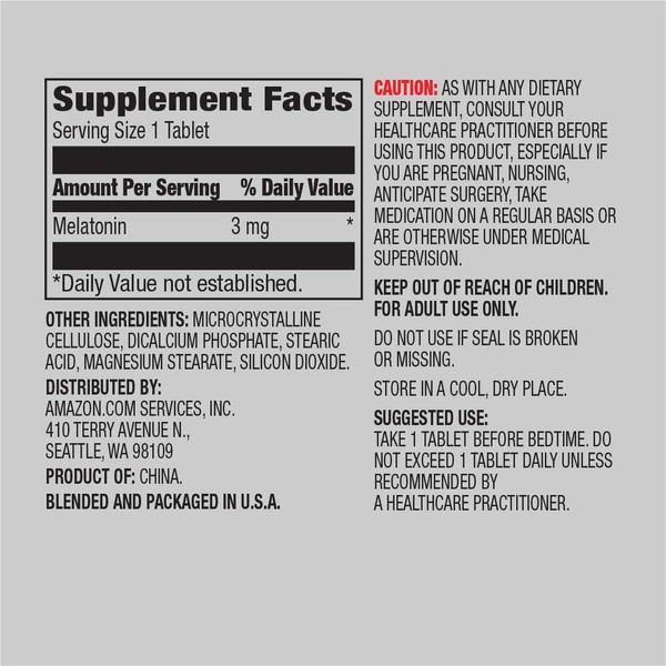 Melatonin 3Mg, Helps with Occasional Sleeplessness, Vegan, Unflavored, 260 Ta...