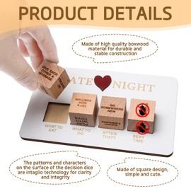 Date Night Dice Wooden Romantic Date Night Dice Date Night Ideas Game Dice Couple with Storage Bag Valentine's Day Gifts for Girlfriend or Boyfriend Portable for Him Her Wedding for Husband and Wife
