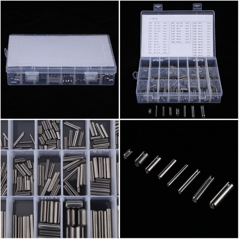 280Pcs Stainless Steel Slotted Spring Pin Assortment Kit, Split Spring