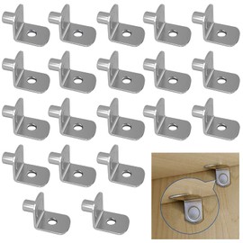 Pack of 20 Shelf Support L Shape Shelf Pins Shelf Holder Metal Shelf Support 5 mm Shelf Support Angle Shelf Support Glass Shelf Support Floor Support with Hole for Cabinet Bookshelf