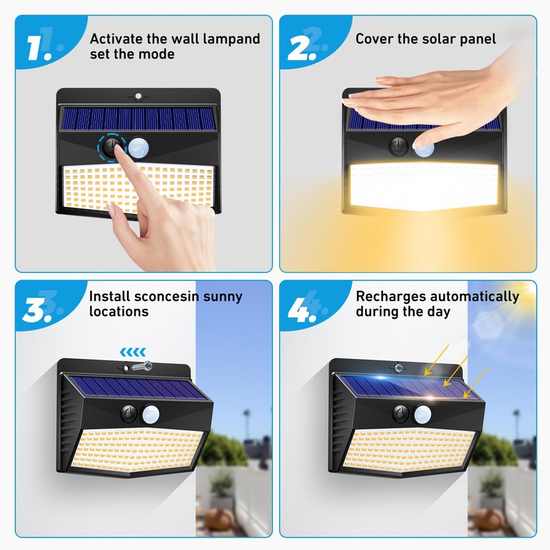 Solar Motion Sensor Lights Outdoor [ 12 Packs/138 LED ]
