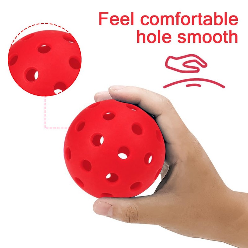 24 Pack Pickleball Balls, 40 Holes Outdoor Pickleballs, High Elasticity