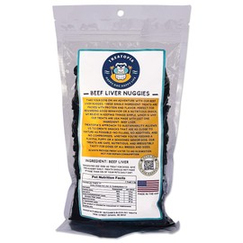 TREATOPIA Beef Liver Dog Treats, 8 Ounce Bag - All-Natural, Sustainable, Healthy, High Protein, Hand-Trimmed, Slow-Roasted, Made in The USA, Nutritious, No Additives, No Fillers