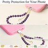 Amethyst Natural Stone Phone Charm Beaded Wrist Strap Lanyard