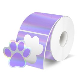 STARLIBOO Paw Print Stickers, Holographic Puppy Paw Stickers, 1.5 inch Dog Paw Stickers Bear Clues Paw Print Stickers- 500 PCS/Purple
