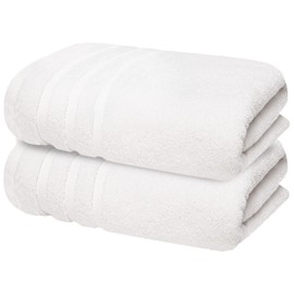 Infinitee Xclusvies Premium White Bath Towels - 2-Pack, 27x54 Inches, 100% Cotton - Unrivaled Plushness, Exceptional Absorbency, Elevate Your Home Spa Experience.