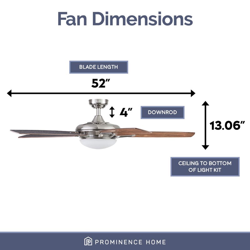 Prominence Home 51482-01 Clancy Ceiling Fan, 52, Brushed Nickel