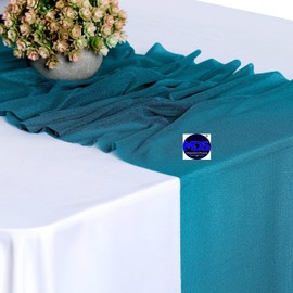 MDS Pack of 30 Wedding 12 x 108 inches Chiffon Table Runner for Wedding, Decorations for Birthday Parties, Banquets, Graduations, Engagements, Runners fit Rectangle, Round Table - Dark Teal