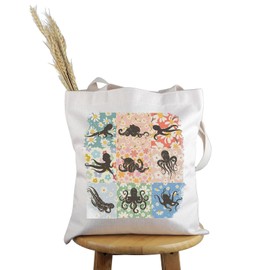 PWHAOO Octopus Lover Gift Octopus Design Tote Bag Floral Octopus Handbag Ocean Animal Lover Gift (Octopus Design T)