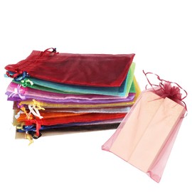 Pack of 20 Organza Bags, 17 x 23 cm Gift Organza Bags for Filling, Organza Bags with Drawstring for Wedding Candy Bags, Jewellery Bag, Gift Bag, Mixed