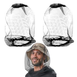 YAZANY Midge Head Net, Nylon Midge Net Head Cover, Fine Mesh Mosquito Head Net, Mosquito Head Protecting Net Hat Face Neck Net Covering for Outdoor Hiking Camping Fishing Climbing Walking