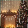 6pcs Deep Blue White Candy Cane Christmas Decorations,13cm Glitter Candy