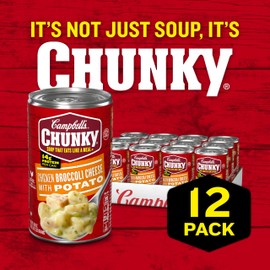 Campbell's Chunky Soup, Chicken Broccoli Cheese Soup, 18.8 Oz Can (Case of 12)