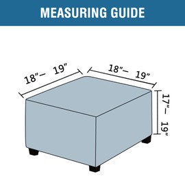 H.VERSAILTEX Ottoman Cover Slipcover Square Fit Length 18"-19" Footrest Sofa Slipcovers Stool Cover Footstool Protector Covers Feature Thick Durable Linen Look Fabric Removable Washable - Heather Grey
