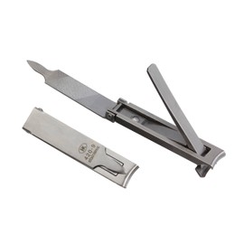 HK-Manicure Nail Clippers, 6 cm, flach, Stainless Steel, with Leather Sheath