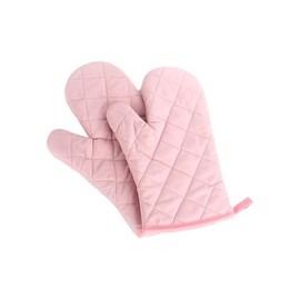 LannuMet 2pcs Pink Oven Mitts Cotton Quilted Heat Resistant Kitchen Oven Gloves for Cooking,Baking,BBQ