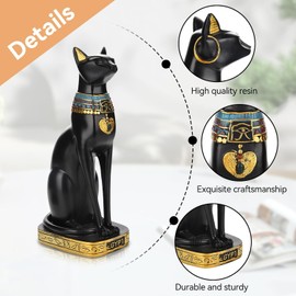 Tyenaza Ägyptische Katzenstatue, Ägyptische Katze Resin Statue Handgefertigte Katzenskulptur, 30 x 16 x 10.5cm Rament Crafts Geschenke für Home Room Garden Ornament Exquisite Decor(30cm hoch)