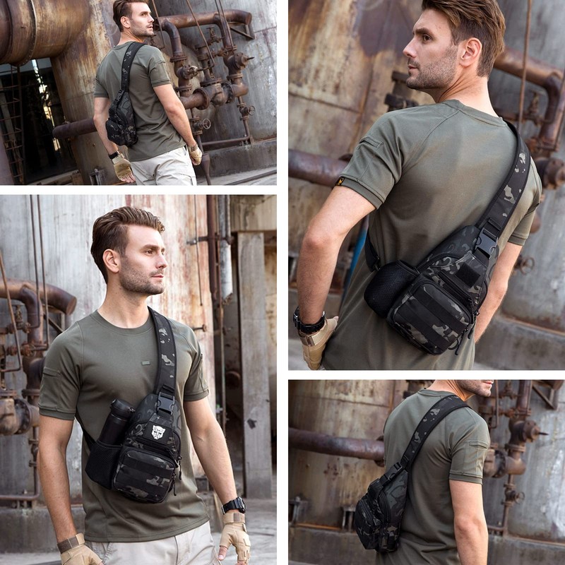 HUNTVP Tactical Military Chest Bag Molle Crossbody Shoulder Sling Pack
