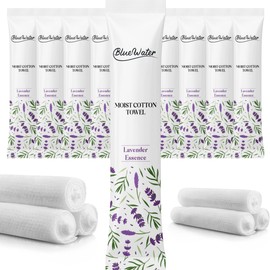 BlueWater Individually-Wrapped Moist Scented Towels - Single-Use Premium Towelettes (12x12, Lavender)