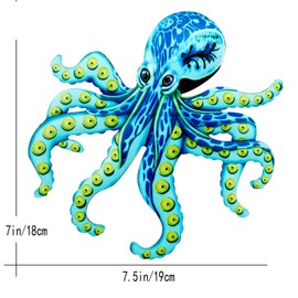 ikasus Pulpo Metal Decoración de pared para pulpo náutico, escultura de pared, decoración de playa, océano, para colgar en la pared, para el hogar, jardín, oficina, interior, exterior, 7.5 x 7