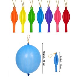 Pack of 10 Large Punch Balloons Robust Perforated Balloons 18 Inches / 45 cm Perforated Balloons with Elastic Band Large Latex Punch Balloons Colourful Balloons for Children (Colourful, 18 Inches)
