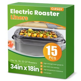 CAREGY Electric Roaster Liners 34 x 18 Inch 15 Counts Disposable Roaster Liners Fits 16, 18, 22 Quarts Roasters, Roasting Oven Liners Cooking Bags for Immediate Cleanup