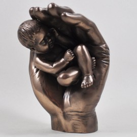Fiesta Studios A Little Handful, Cold Cast Bronze Baby Sculpture - Love is Blue Collection