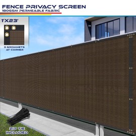 Windscreen4less Fence Privacy Screen 10' x 23', Brown, Heavy Duty Privacy Fencing, Commercial grade 180 GSM, 95% privacy Blockage, Mesh Fabric with brass Gromment, Customized