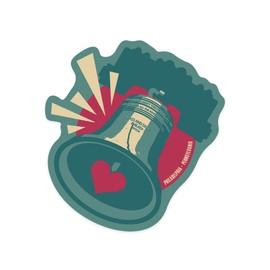 Die Cut Sticker Philadelphia, Pennsylvania, Liberty Bell, Contour Vinyl Sticker 1 to 3 inches (Waterproof Decal for Cars, Water Bottles, Laptops, Coolers), Small
