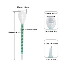 Hordolry 10Pcs Epoxy Mixing Nozzle, 1/16inch (1.5mm) Static Mixing Nozzle Tip (24 Element) for Adhesive Cartridges, 1:1/1:2 Ratio