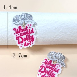 What Would She Do Earrings Western Pink Cowgirl Earrings Acrylic Western Country Music Earrings Western Accessories Jewelry-Pink Hat