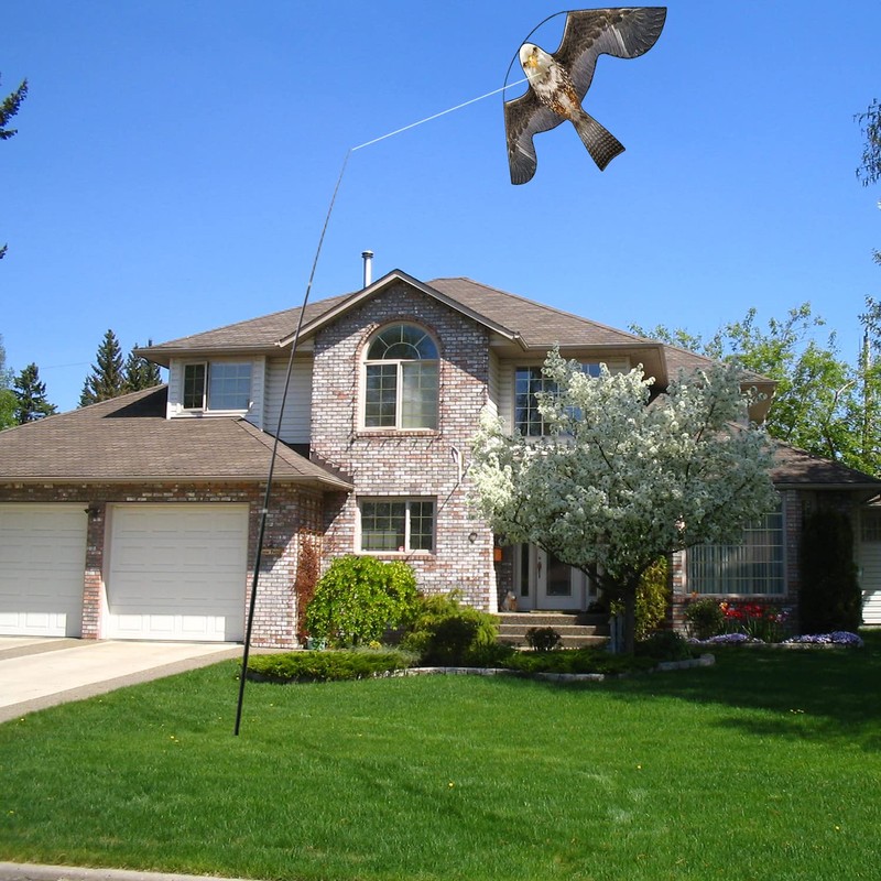 Flerigh Bird Hawk Flying Kite with Pole Crops Farm Protector