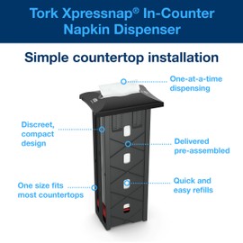 Tork Xpressnap® In-Counter Napkin Dispenser Black N4, Signature Range, 21.5" x 9.9" x 7", 6032200