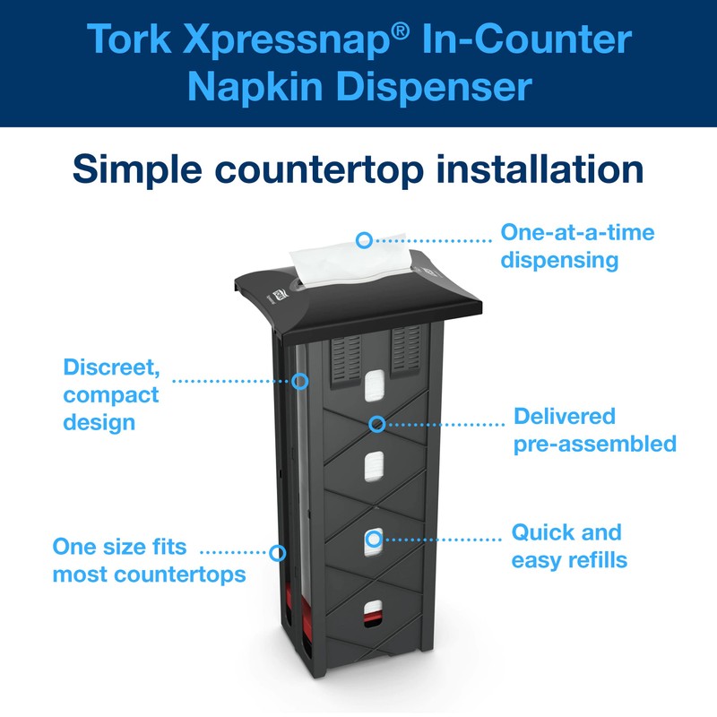 Tork Xpressnap® In-Counter Napkin Dispenser Black N4, Signature Range, 21.5"