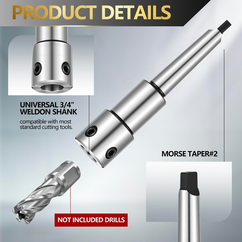 Lanties Annular Cutter Arbor Adapter, Morse Taper MT2 to 3/4"