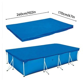 Rectangular Swimming Pool Cover, Universal Waterproof and UV Protection Pool Cover for Above Ground Pools, Easy Set, Washable, Blue (Blue, 260 x 170 cm)
