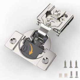 Furniware 50 Pack 25 Pairs 1/2 inch Overlay Soft Close Hinges for Kitchen Cabinet Hinges 4 Way Adjust Soft Closing Face Frame Cabinet Hinges, 105° Open Concealed Self Closing Hinges Brushed Nickel